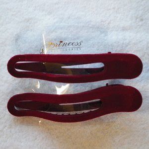 2PC Red Velvet Salon Hair Claw Clip Princess Accessories